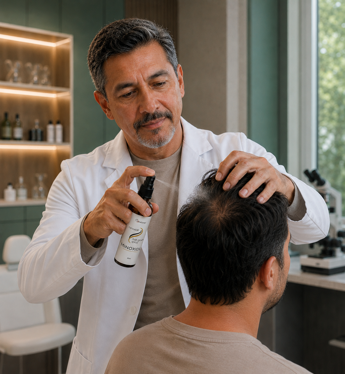 Aplicación de Minoxidil Spray